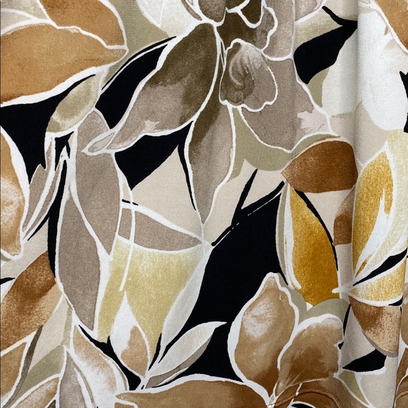 SUSAN GRAVER Scoop Neck Floral Brown & Cream Liquid Knit Popover Tunic Top Med - Picture 4 of 8